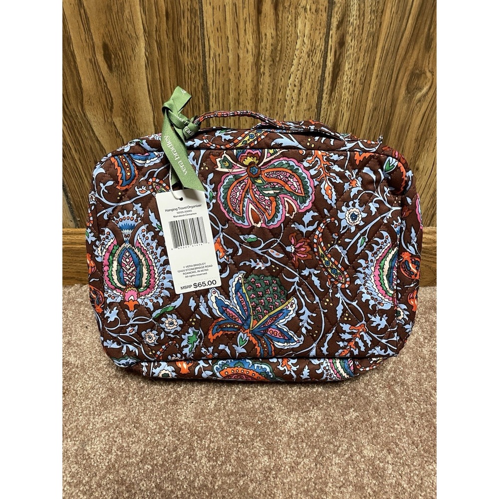 New VERA BRADLEY Iconic Hanging Travel Organizer Cosmetic NWT Marrakesh Cinnamon